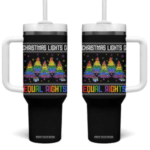 Christmas Equality Lights Ugly Sweater Tumbler With Handle Xmas Activism Gift TS12 One Size: 40 oz Black Print Your Wear