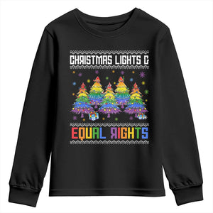 Christmas Equality Lights Ugly Sweater Youth Sweatshirt Xmas Activism Gift TS12 Black Print Your Wear