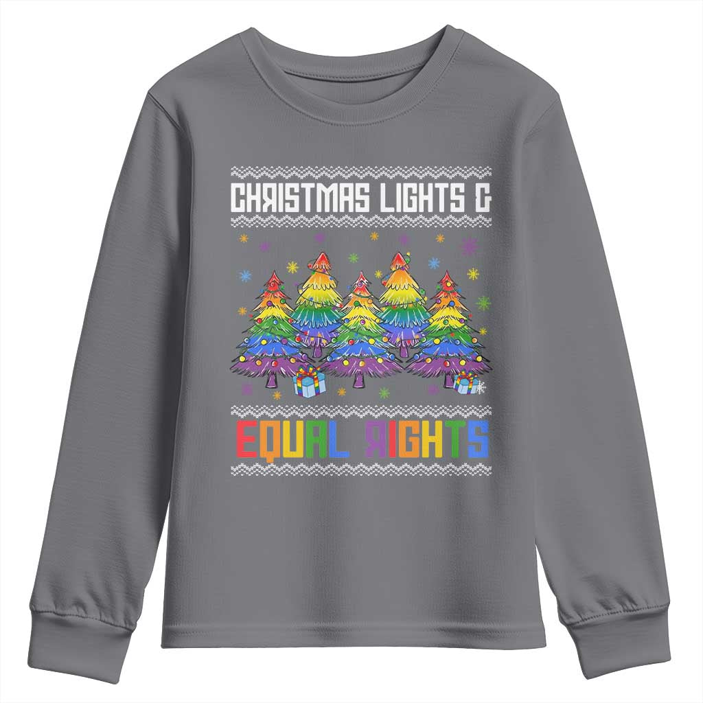 Christmas Equality Lights Ugly Sweater Youth Sweatshirt Xmas Activism Gift TS12 Charcoal Print Your Wear