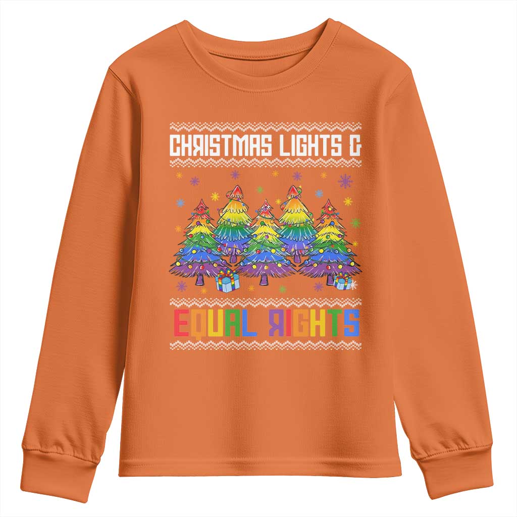 Christmas Equality Lights Ugly Sweater Youth Sweatshirt Xmas Activism Gift TS12 Orange Print Your Wear