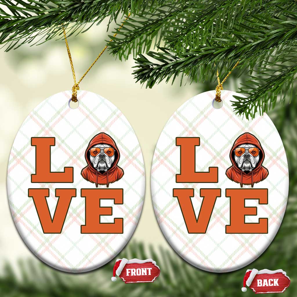 Love Vintage Cool Bulldog Ceramic Ornament Game Day Dog Lover TS12 Print Your Wear