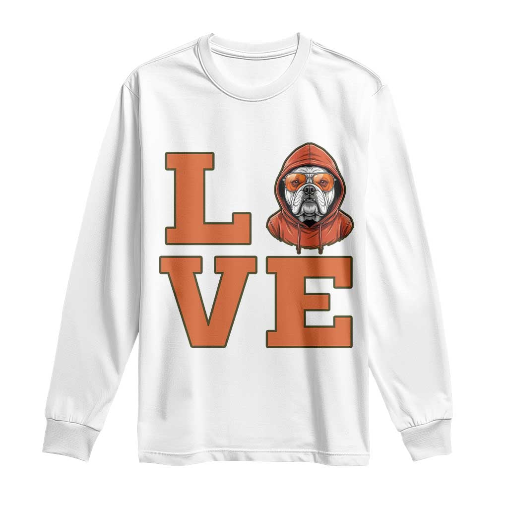 Love Vintage Cool Bulldog Long Sleeve Shirt Game Day Dog Lover TS12 White Print Your Wear