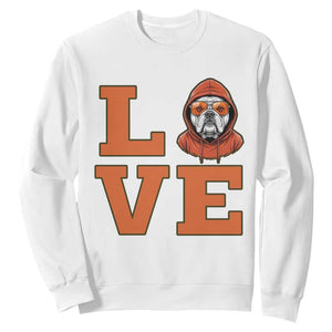 Love Vintage Cool Bulldog Sweatshirt Game Day Dog Lover TS12 White Print Your Wear