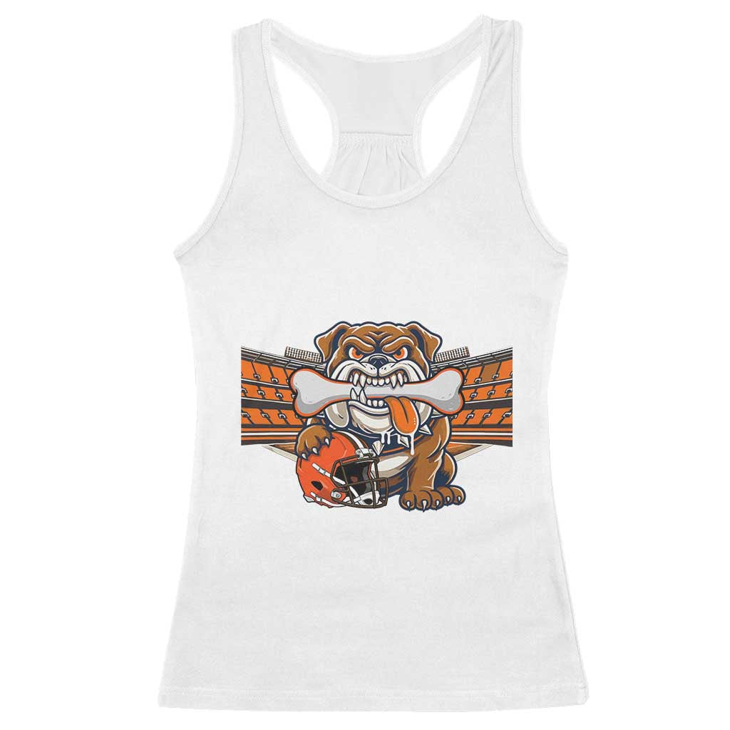 Funny Bulldog Football Lover Racerback Tank Top Game Day Fan Lifestyle TS12 White Print Your Wear