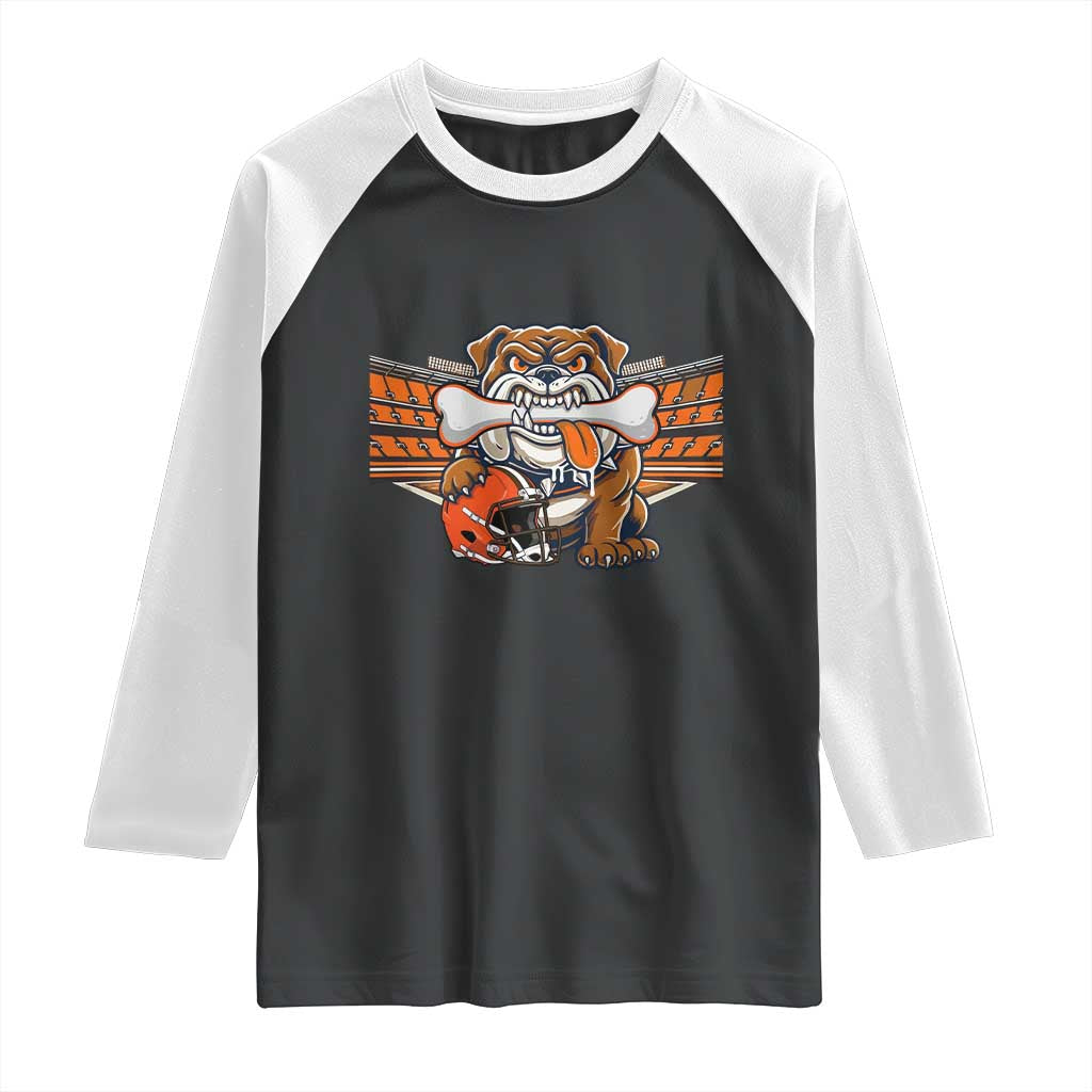 Funny Bulldog Football Lover Raglan Shirt Game Day Fan Lifestyle TS12 Black White Print Your Wear