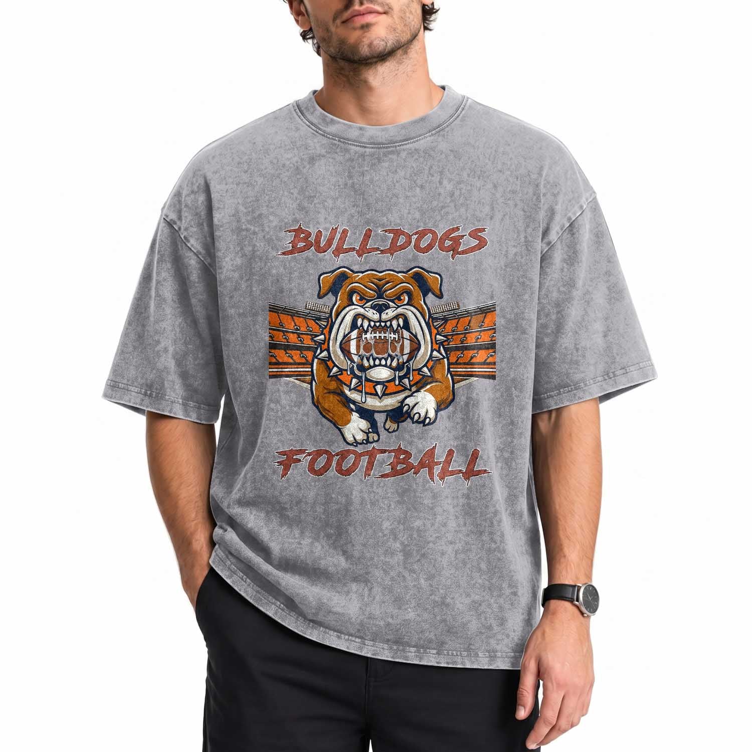 Bulldog Football Lover Washed Cotton T-Shirt Midwest Game Day Lifestyle
