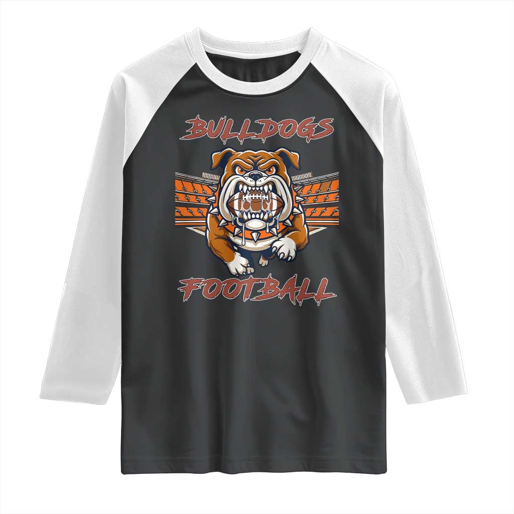 Bulldog Football Lover Raglan Shirt Midwest Game Day Lifestyle TS12 Black White Print Your Wear