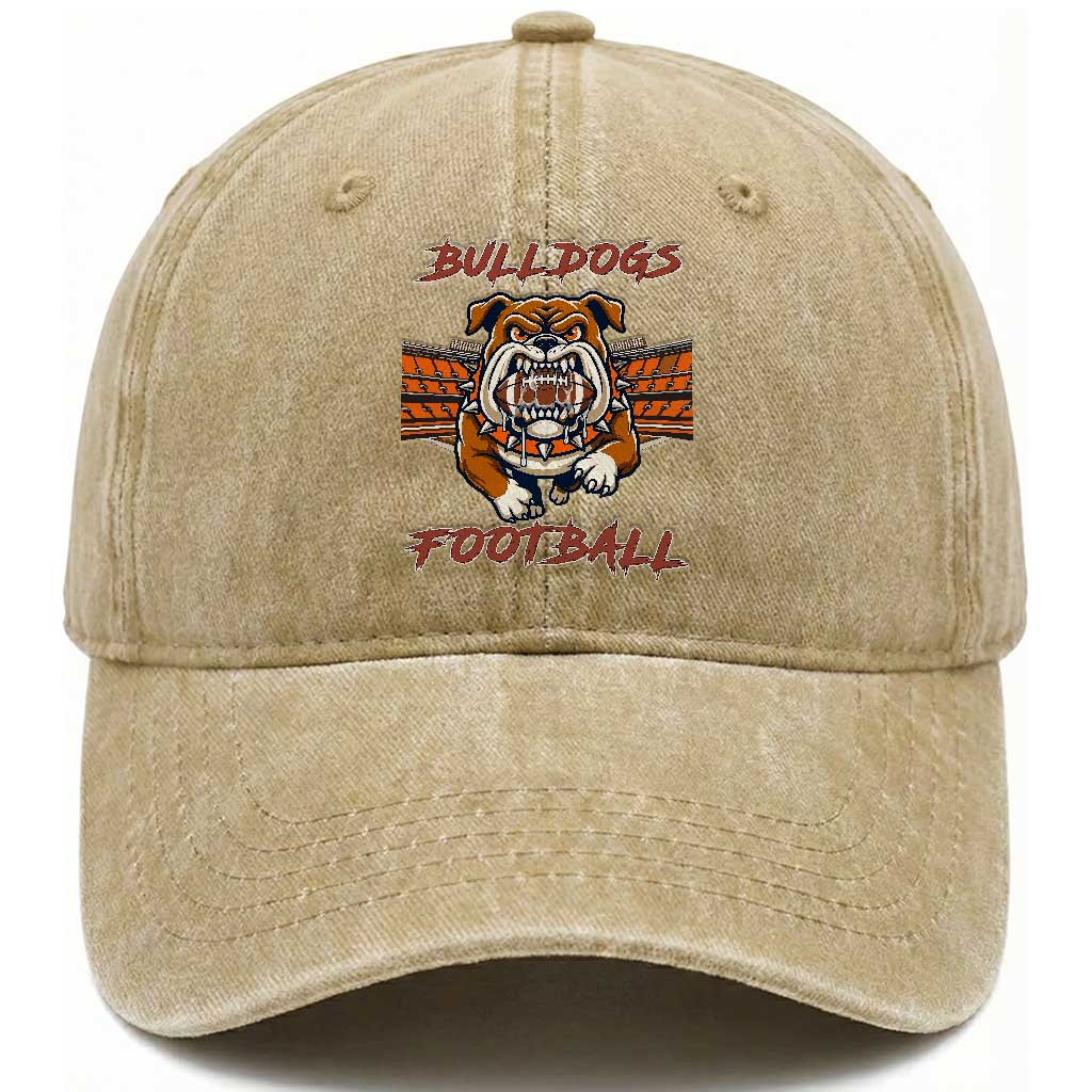 Bulldog Football Lover Washed Cotton Baseball Cap Midwest Game Day Lifestyle TS12 Print Your Wear