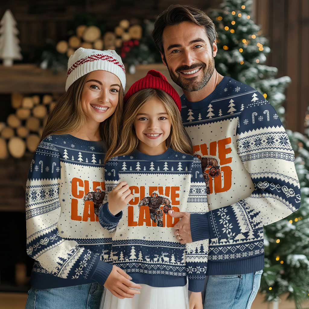 CFBB Midwest Football Player Gift Ugly Christmas Sweater TS12 Beige Navy Print Your Wear