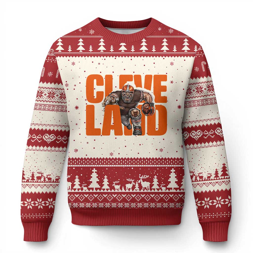 CFBB Midwest Football Player Gift Ugly Christmas Sweater TS12 Beige Red Print Your Wear