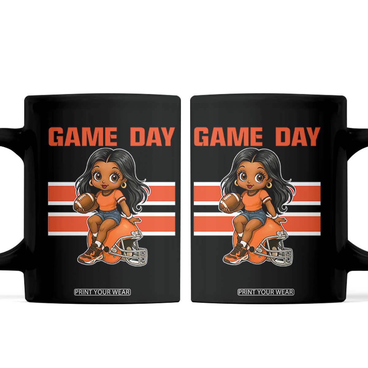 Funny Game Day Cute Girl Coffee Mug Midwest Football Player Gift TS12 Black Print Your Wear