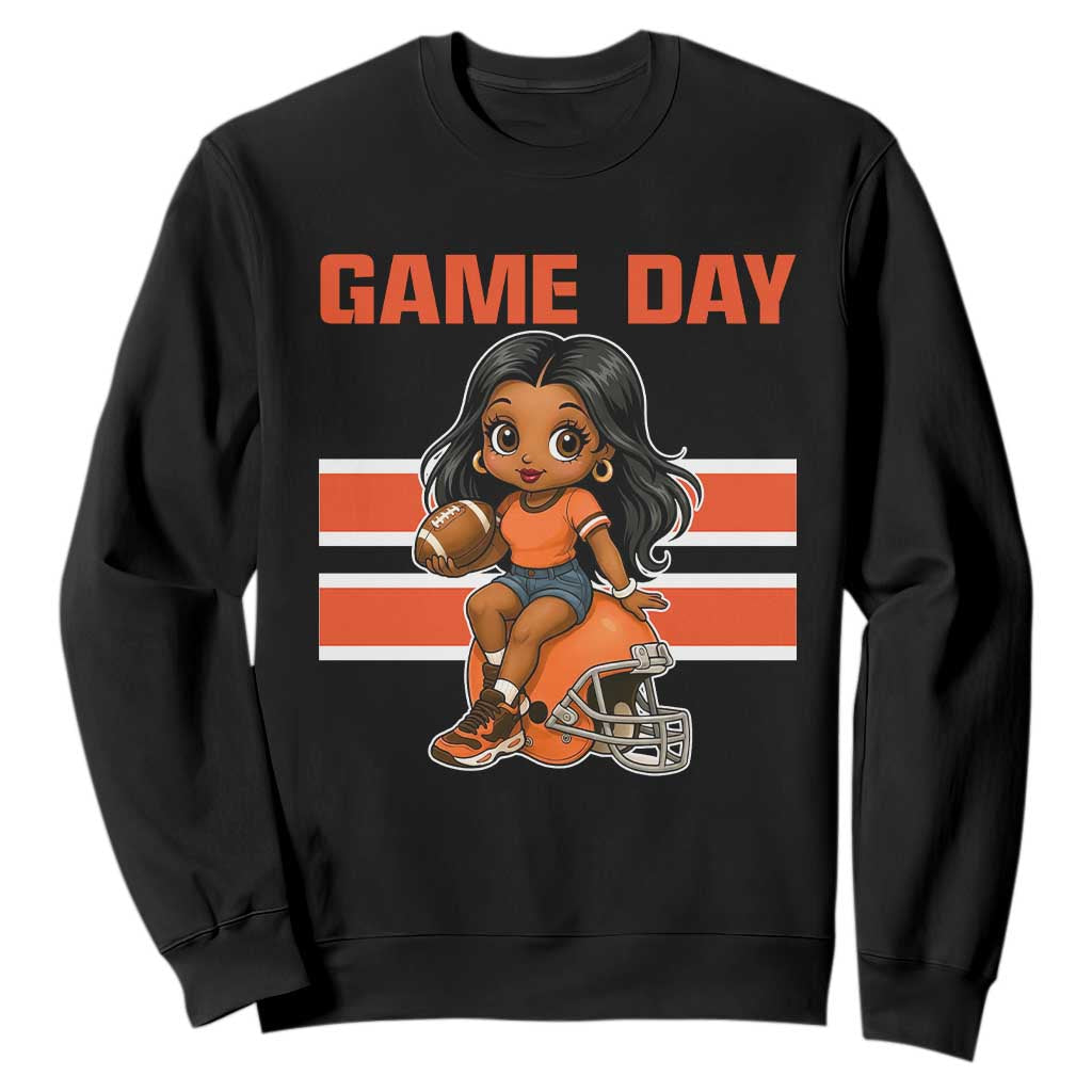 Funny Game Day Cute Girl Sweatshirt Midwest Football Player Gift TS12 Black Print Your Wear