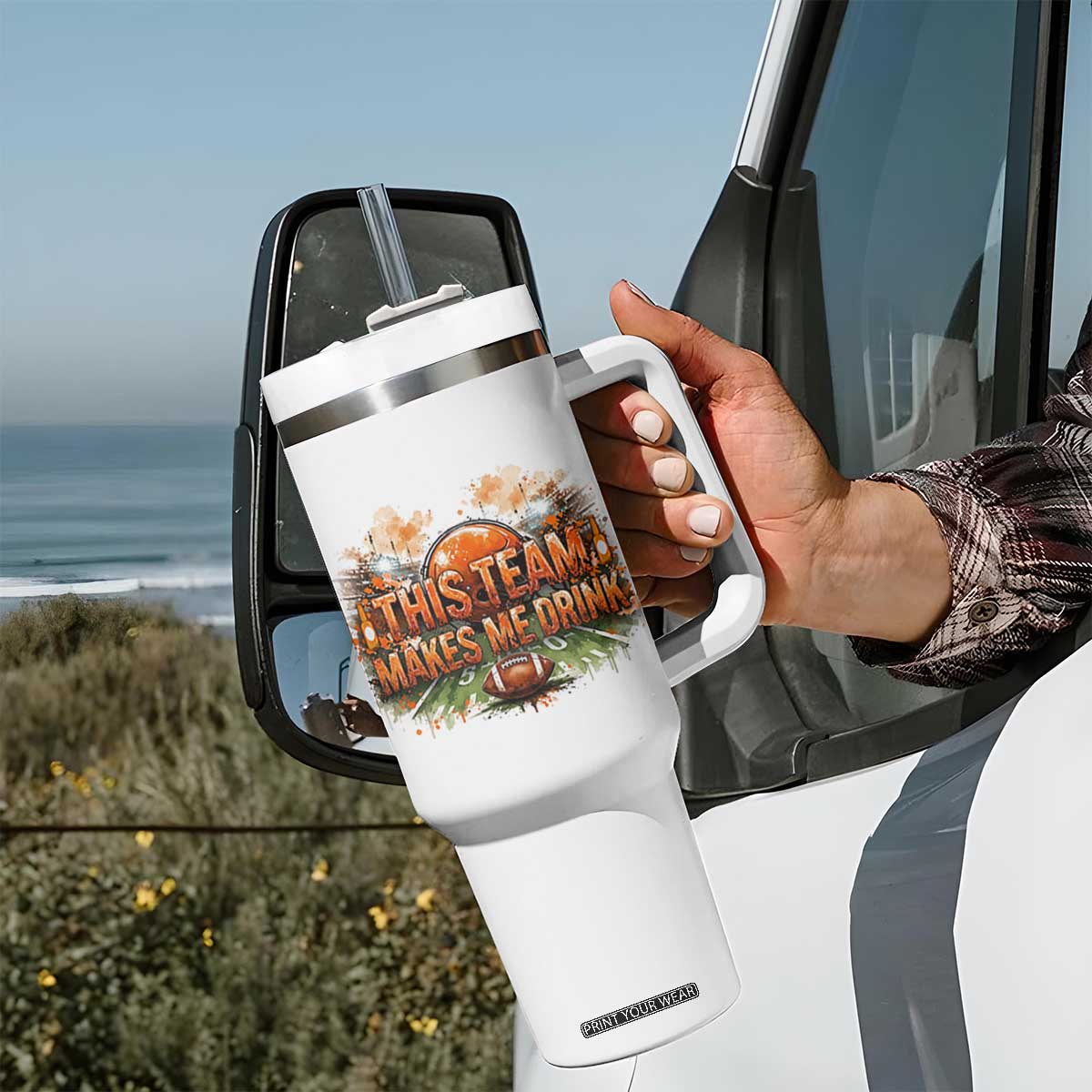 This Team Makes Me Drink Tumbler With Handle CFBB Fan Gift TS12 Print Your Wear