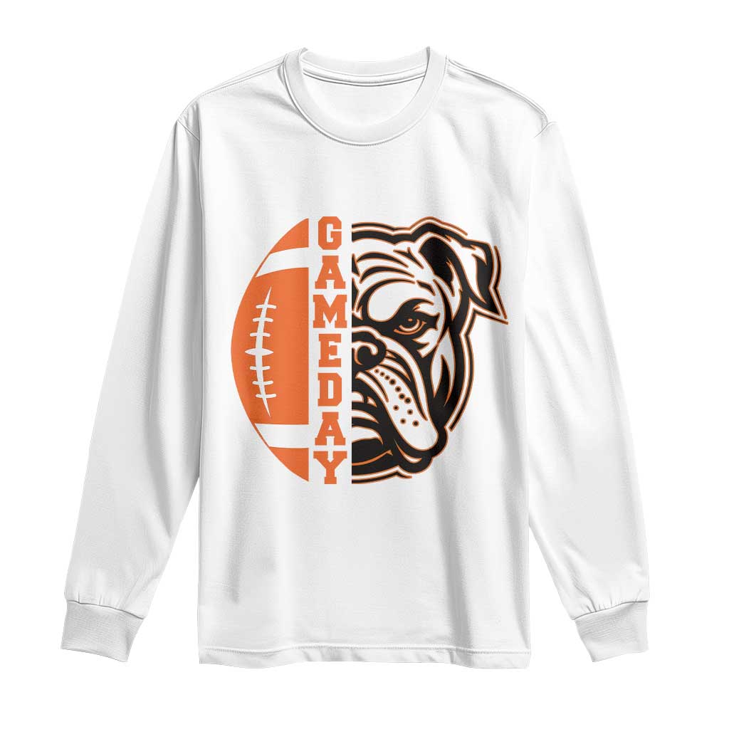 Bulldog Football Lover Long Sleeve Shirt Game Day Fan Lifestyle TS12 White Print Your Wear