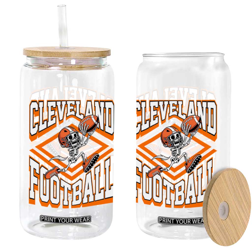 Funny Skeleton Dark Football Glass Can CFBB Fan Gift TS12 Print Your Wear