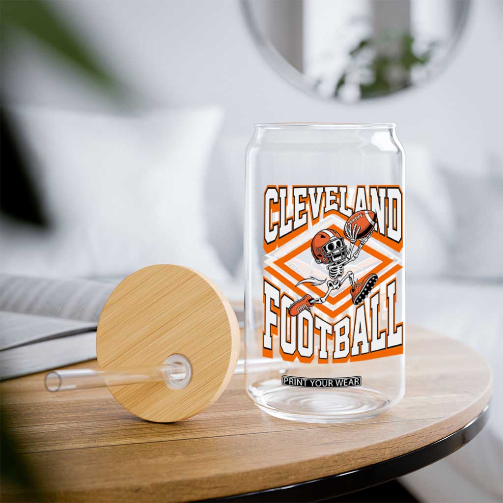 Funny Skeleton Dark Football Glass Can CFBB Fan Gift TS12 Print Your Wear