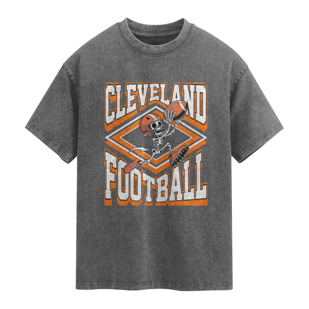 Funny Skeleton Dark Football Washed Cotton T-Shirt CFBB Fan Gift