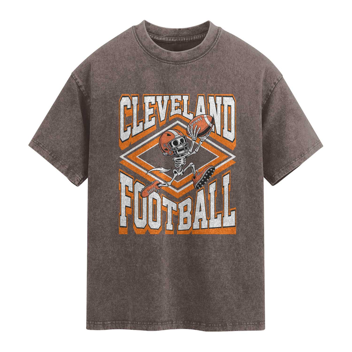 Funny Skeleton Dark Football Washed Cotton T-Shirt CFBB Fan Gift