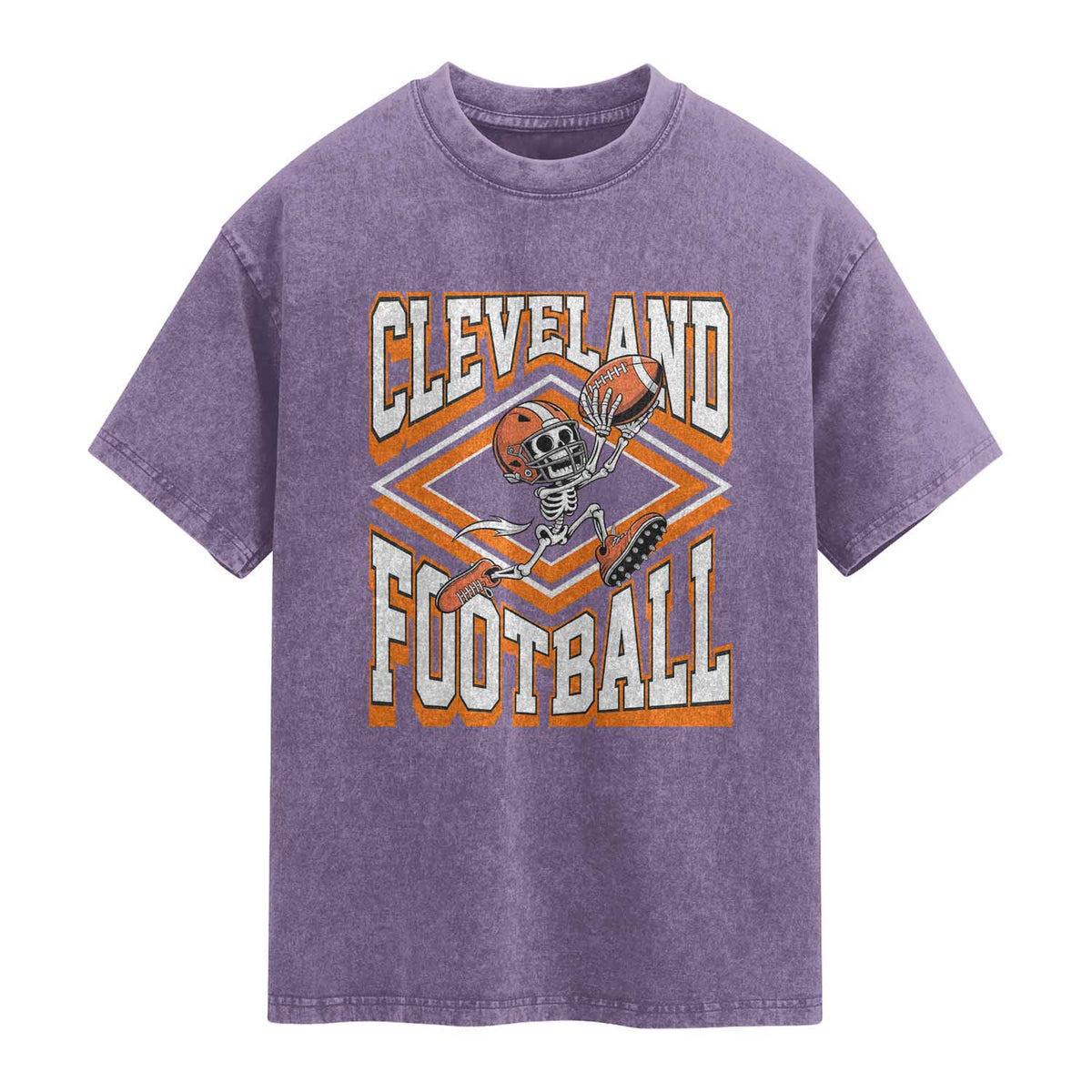 Funny Skeleton Dark Football Washed Cotton T-Shirt CFBB Fan Gift