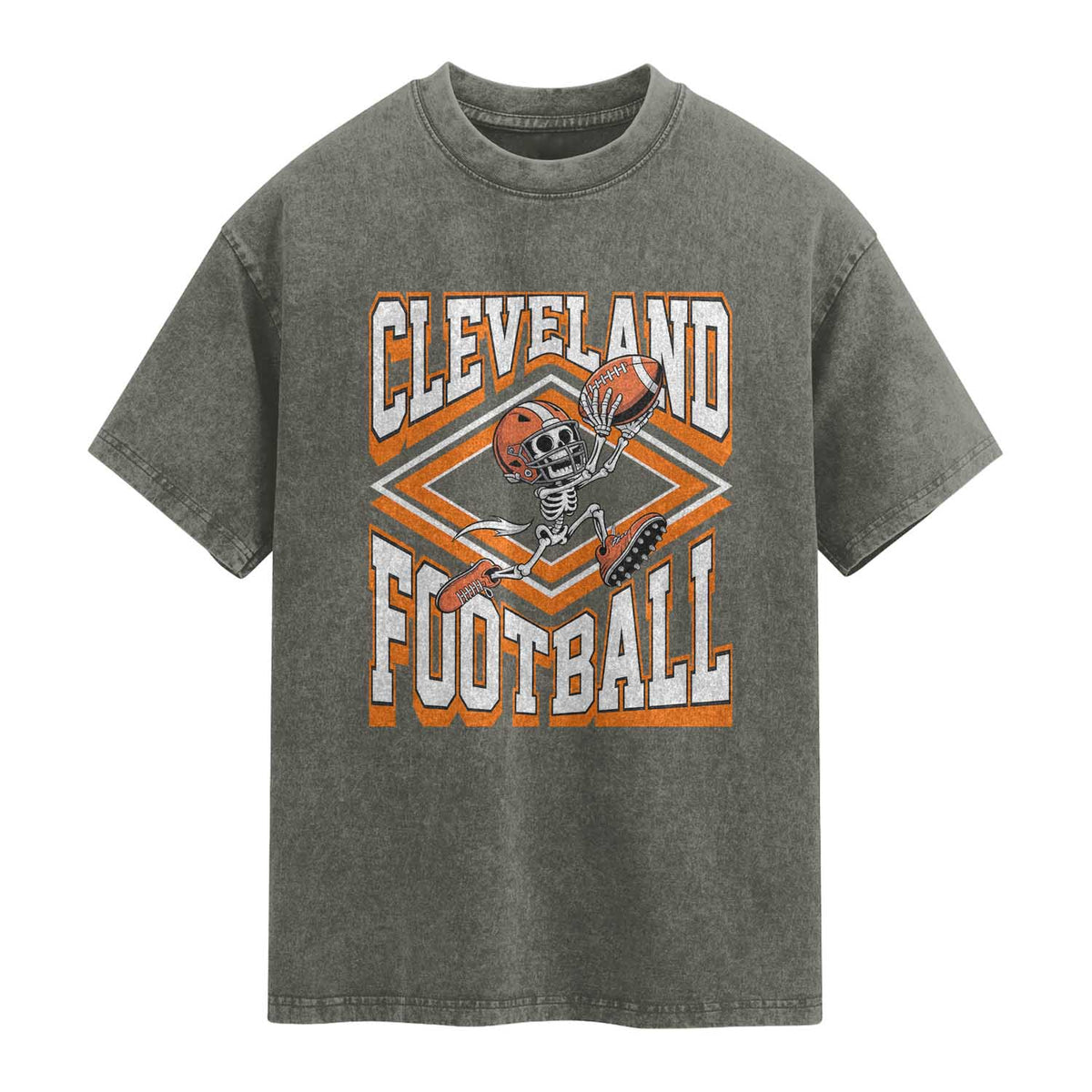Funny Skeleton Dark Football Washed Cotton T-Shirt CFBB Fan Gift