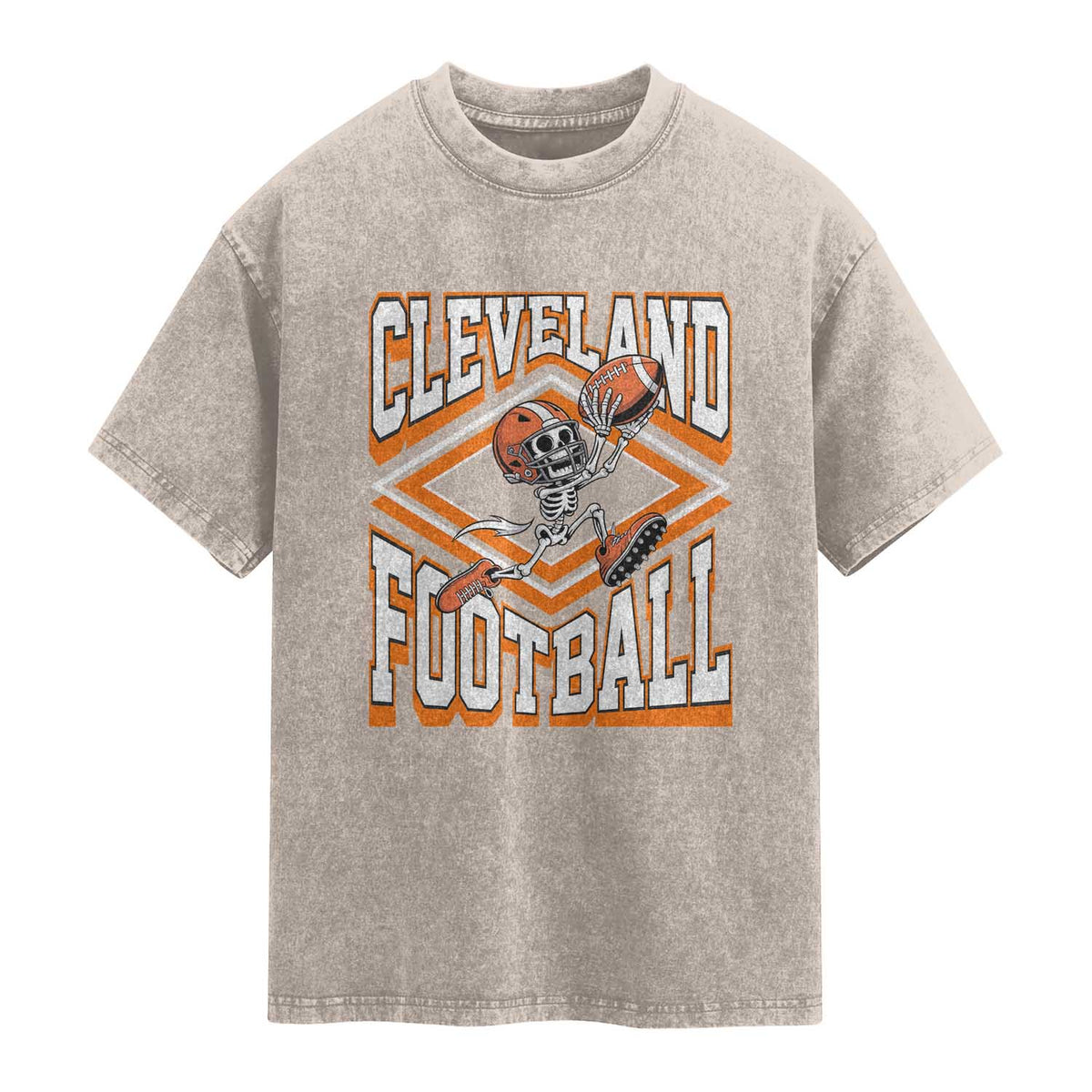Funny Skeleton Dark Football Washed Cotton T-Shirt CFBB Fan Gift