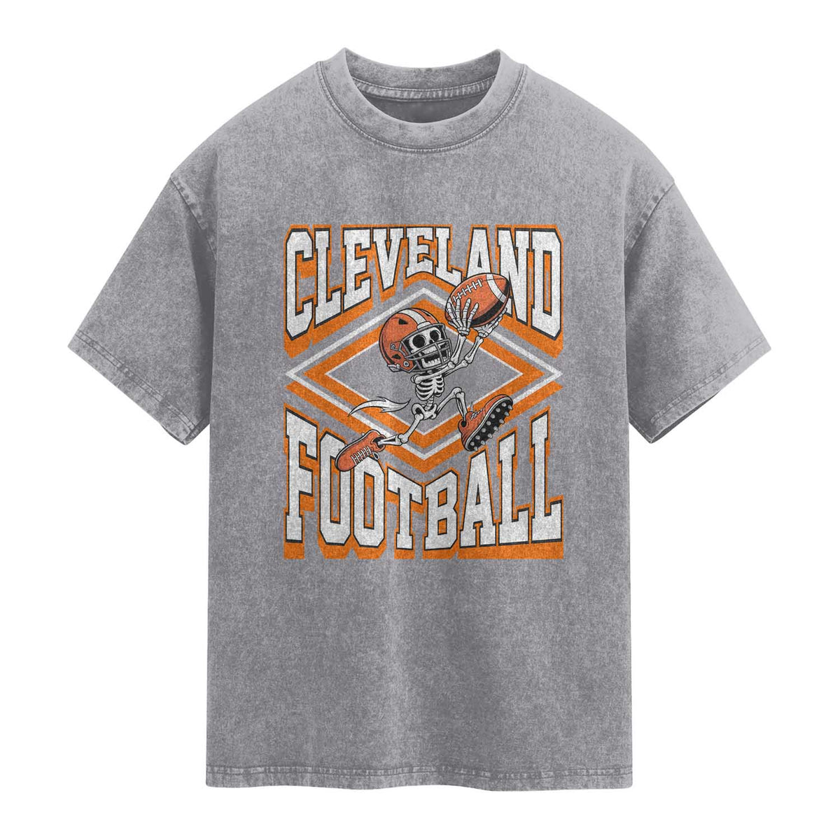 Funny Skeleton Dark Football Washed Cotton T-Shirt CFBB Fan Gift
