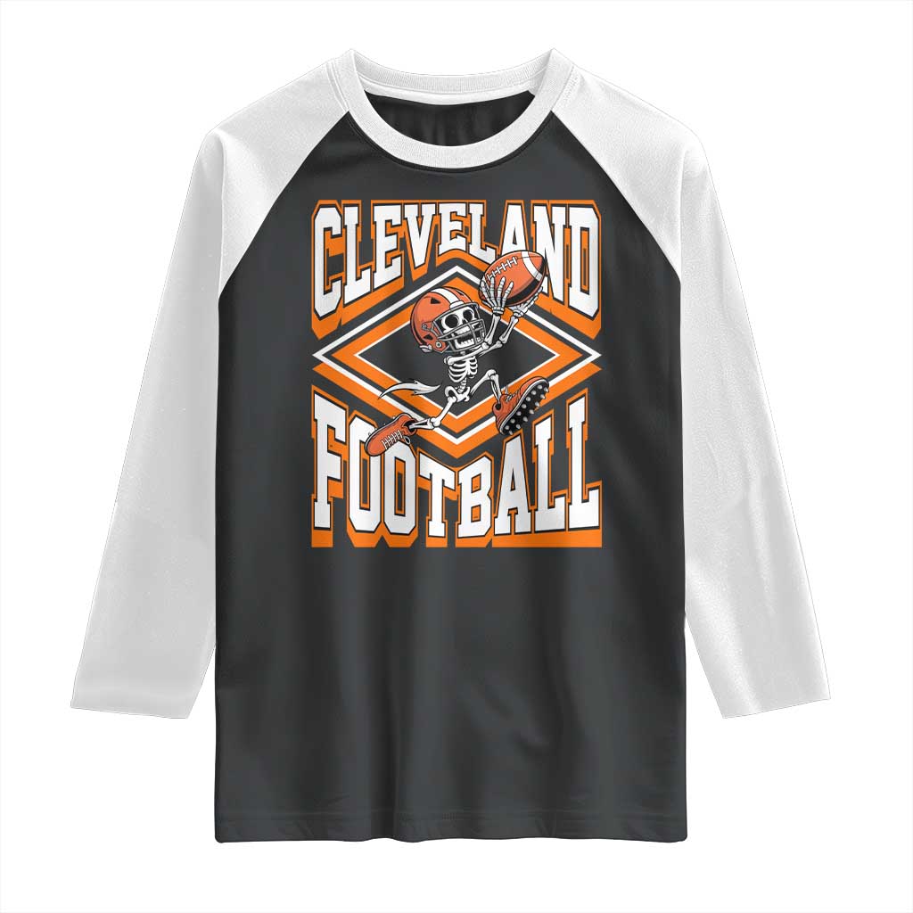 Funny Skeleton Dark Football Raglan Shirt CFBB Fan Gift TS12 Black White Print Your Wear