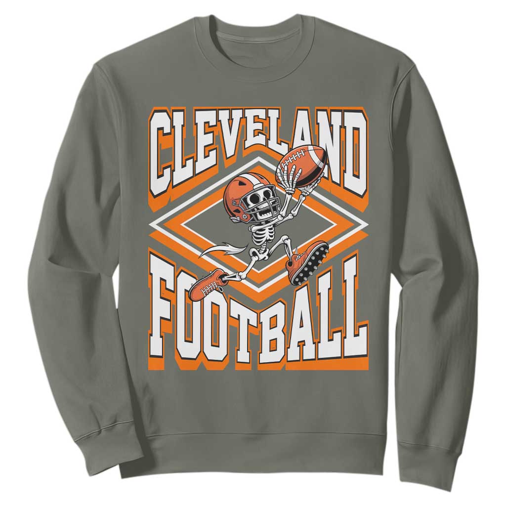Funny Skeleton Dark Football Sweatshirt CFBB Fan Gift TS12 Military Green Print Your Wear