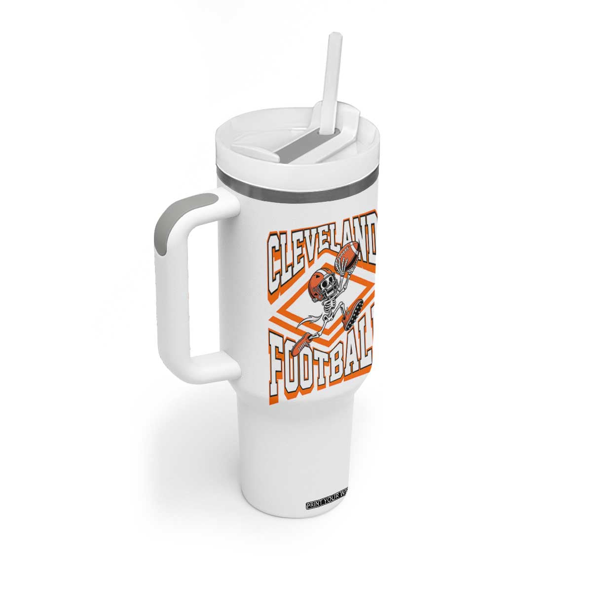 Funny Skeleton Dark Football Tumbler With Handle CFBB Fan Gift TS12 Print Your Wear