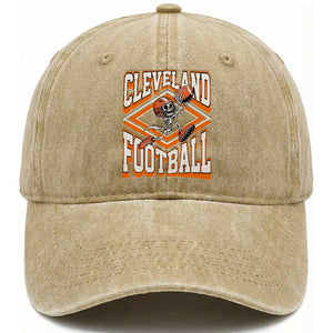 Funny Skeleton Dark Football Washed Cotton Baseball Cap CFBB Fan Gift TS12 Print Your Wear