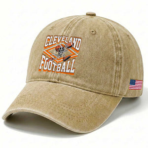Funny Skeleton Dark Football Washed Cotton Baseball Cap CFBB Fan Gift TS12 Print Your Wear