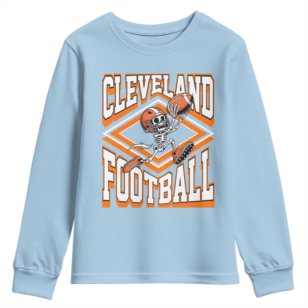 Funny Skeleton Dark Football Youth Sweatshirt CFBB Fan Gift TS12 Light Blue Print Your Wear