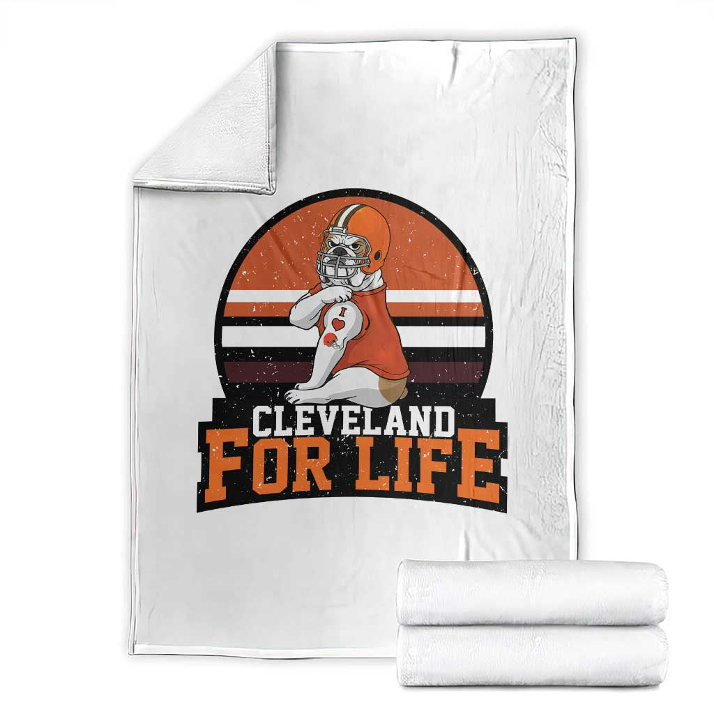 Funny Bulldog Game Day Throw Blanket Cleveland For Life TS12 White Print Your Wear