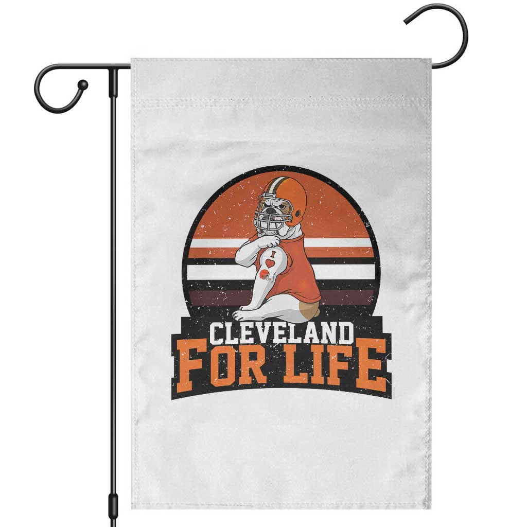 Funny Bulldog Game Day Garden Flag Cleveland For Life TS12 White Print Your Wear
