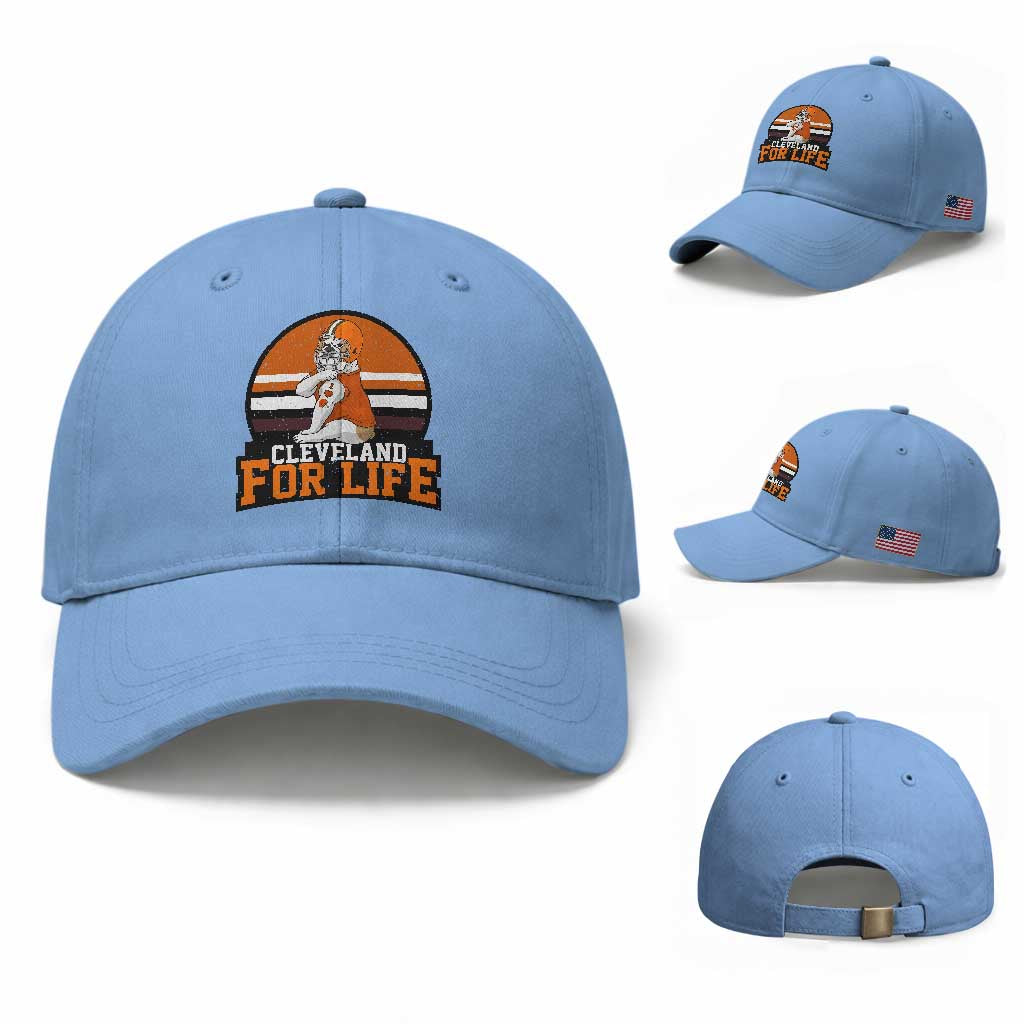 Funny Bulldog Game Day Baseball Cap Cleveland For Life TS12 Baseball Cap Universal Fit Light Blue Print Your Wear