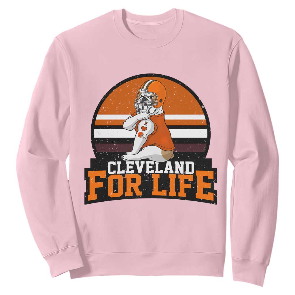 Funny Bulldog Game Day Sweatshirt Cleveland For Life TS12 Light Pink Print Your Wear