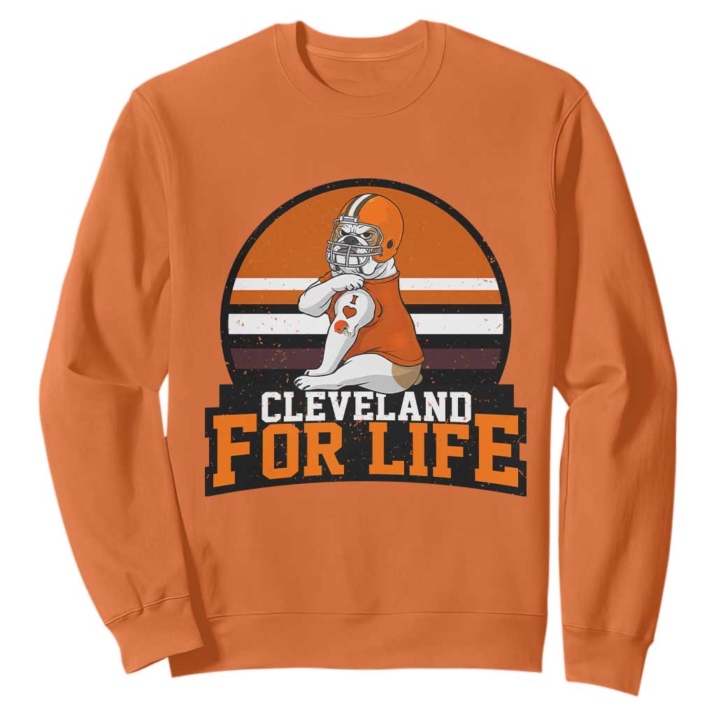 Funny Bulldog Game Day Sweatshirt Cleveland For Life TS12 Orange Print Your Wear