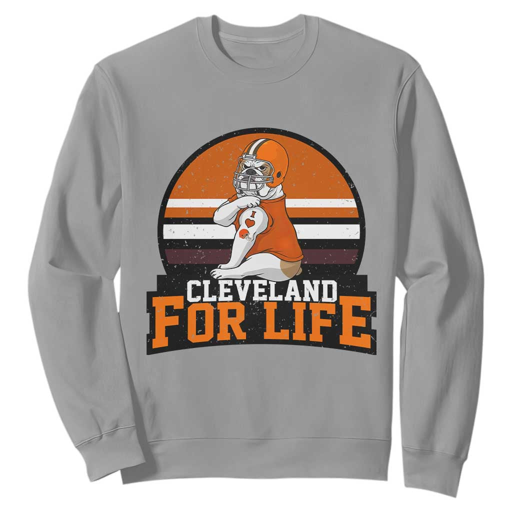 Funny Bulldog Game Day Sweatshirt Cleveland For Life TS12 Sport Gray Print Your Wear