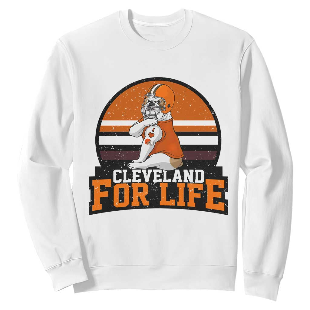 Funny Bulldog Game Day Sweatshirt Cleveland For Life TS12 White Print Your Wear