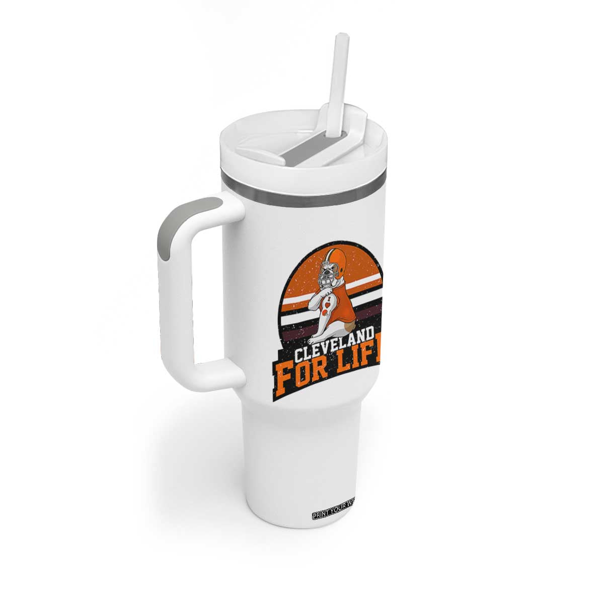 Funny Bulldog Game Day Tumbler With Handle Cleveland For Life TS12 Print Your Wear