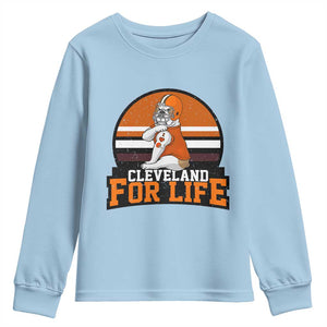 Funny Bulldog Game Day Youth Sweatshirt Cleveland For Life TS12 Light Blue Print Your Wear