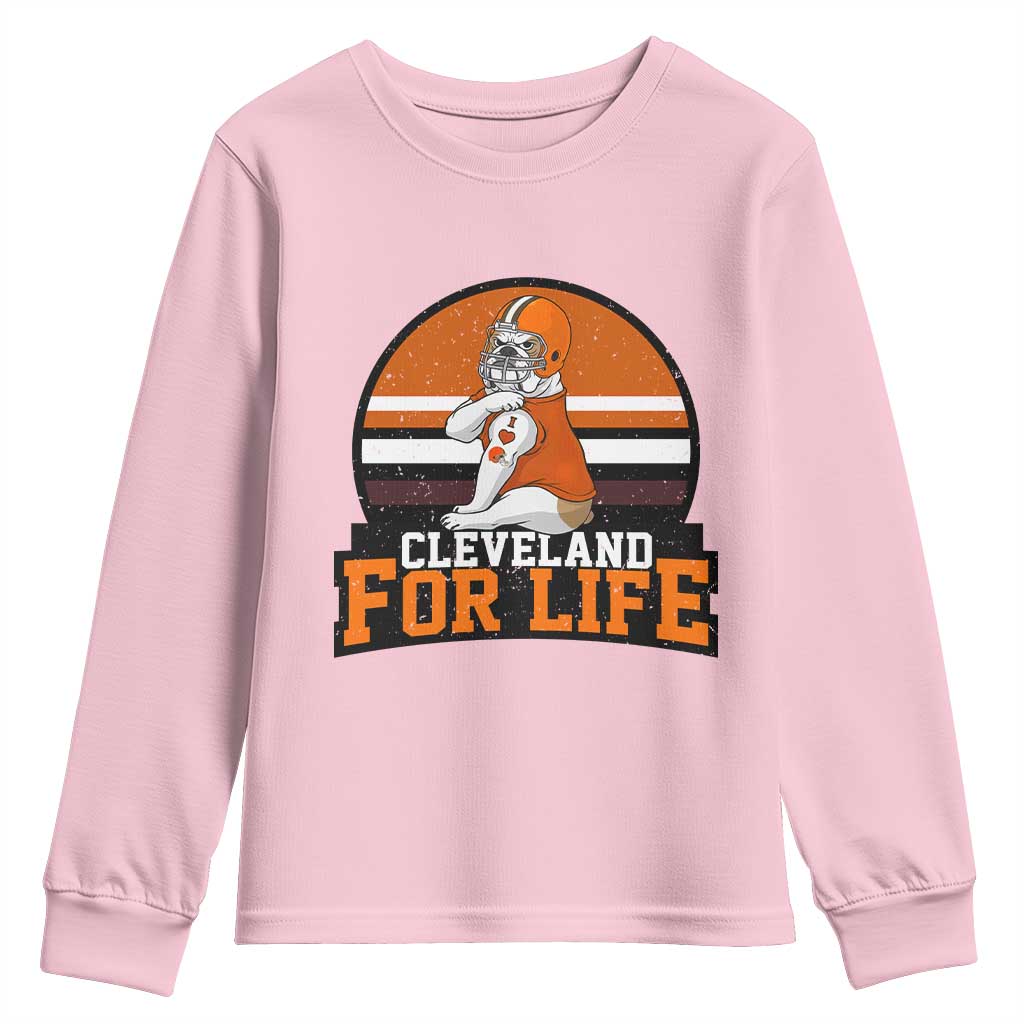 Funny Bulldog Game Day Youth Sweatshirt Cleveland For Life TS12 Light Pink Print Your Wear