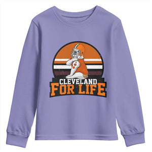 Funny Bulldog Game Day Youth Sweatshirt Cleveland For Life TS12 Violet Print Your Wear