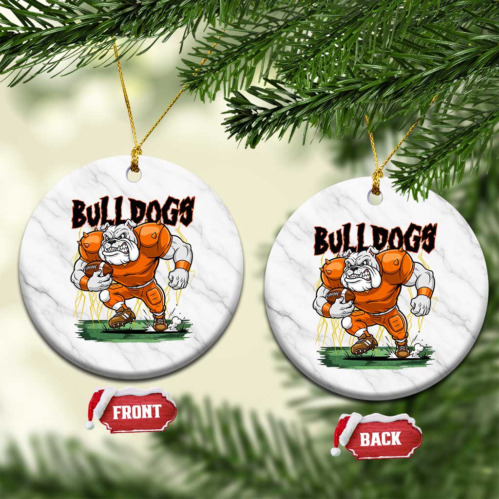 Funny Bulldog Playing Football Ceramic Ornament Game Day Dog Lover TS12 1pc White Marble Print Your Wear