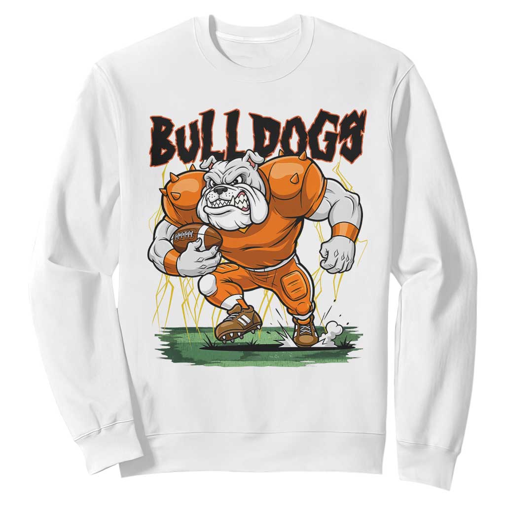 Funny Bulldog Playing Football Sweatshirt Game Day Dog Lover TS12 White Print Your Wear