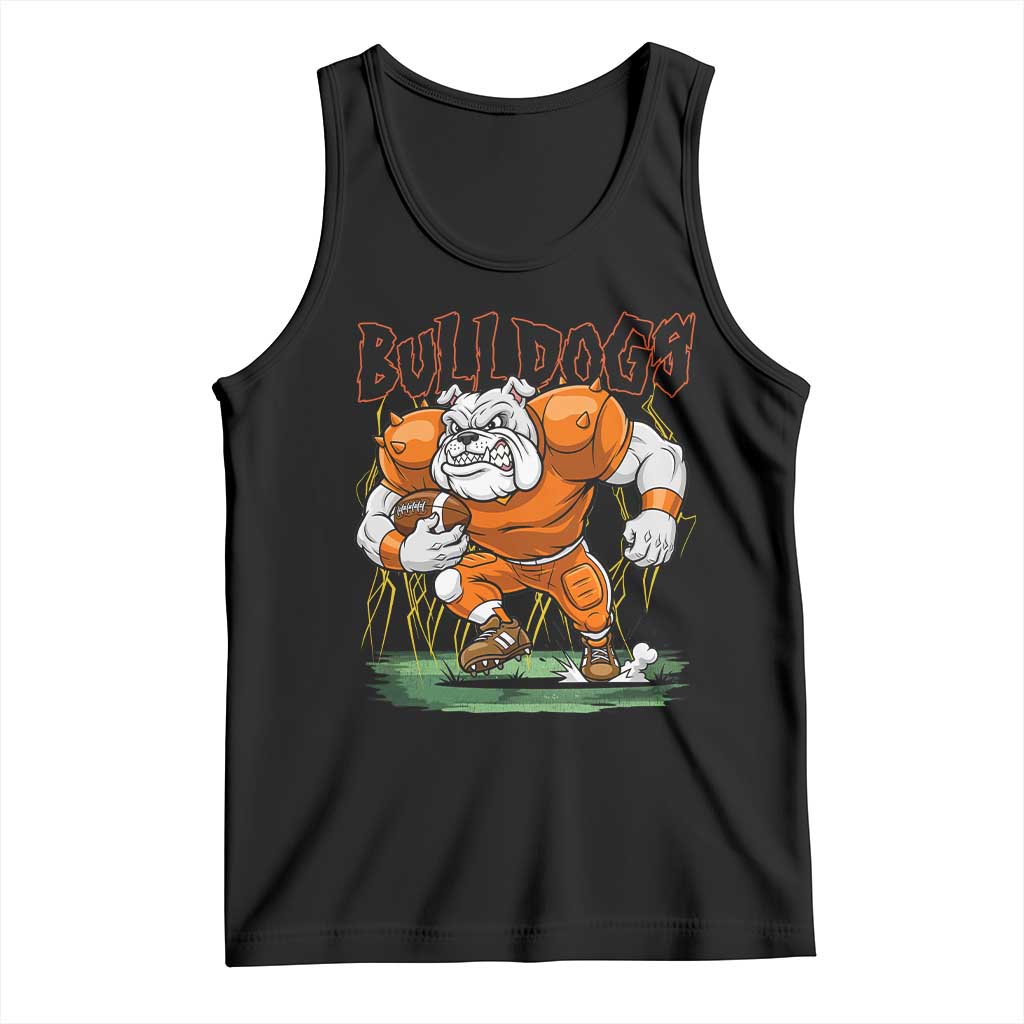 Funny Bulldog Playing Football Tank Top Game Day Dog Lover TS12 Black Print Your Wear