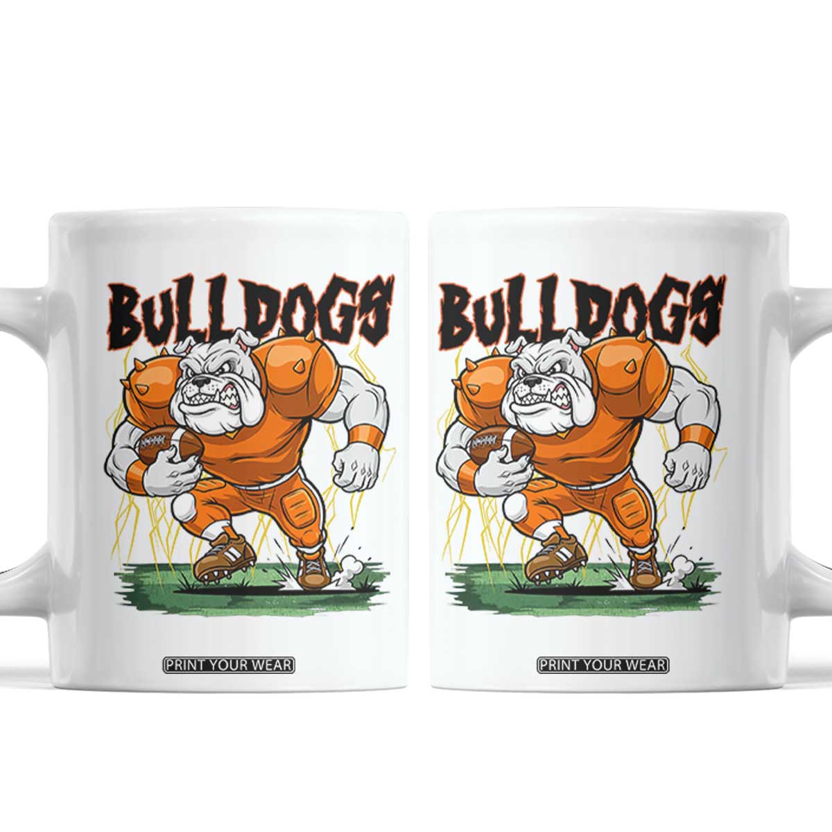Funny Bulldog Playing Football Coffee Mug Game Day Dog Lover TS12 White Print Your Wear