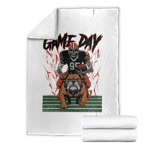 Funny Skeleton Playing Football Throw Blanket Game Day Gift TS12 Black Print Your Wear