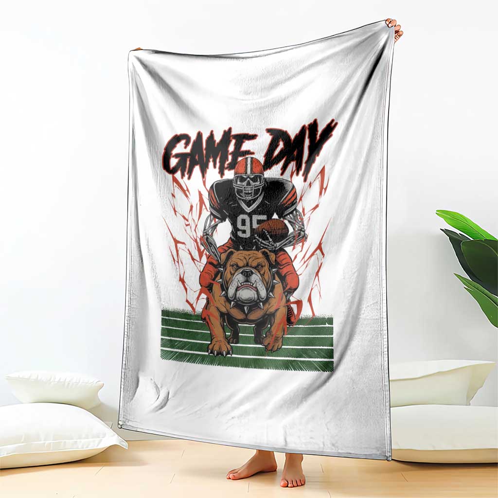 Funny Skeleton Playing Football Throw Blanket Game Day Gift TS12 Print Your Wear