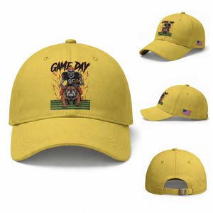Funny Skeleton Playing Football Baseball Cap Game Day Gift TS12 Baseball Cap Universal Fit Yellow Print Your Wear